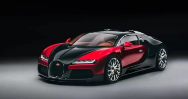 Bugatti Veyron FKP Hommage em dois tons de vermelho e preto com grade frontal alargada