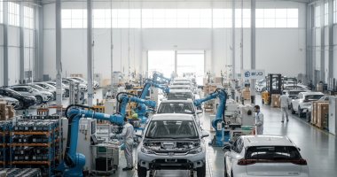 Linha de produção da BYD no Brasil com foco em veículos elétricos e híbridos plug-in.