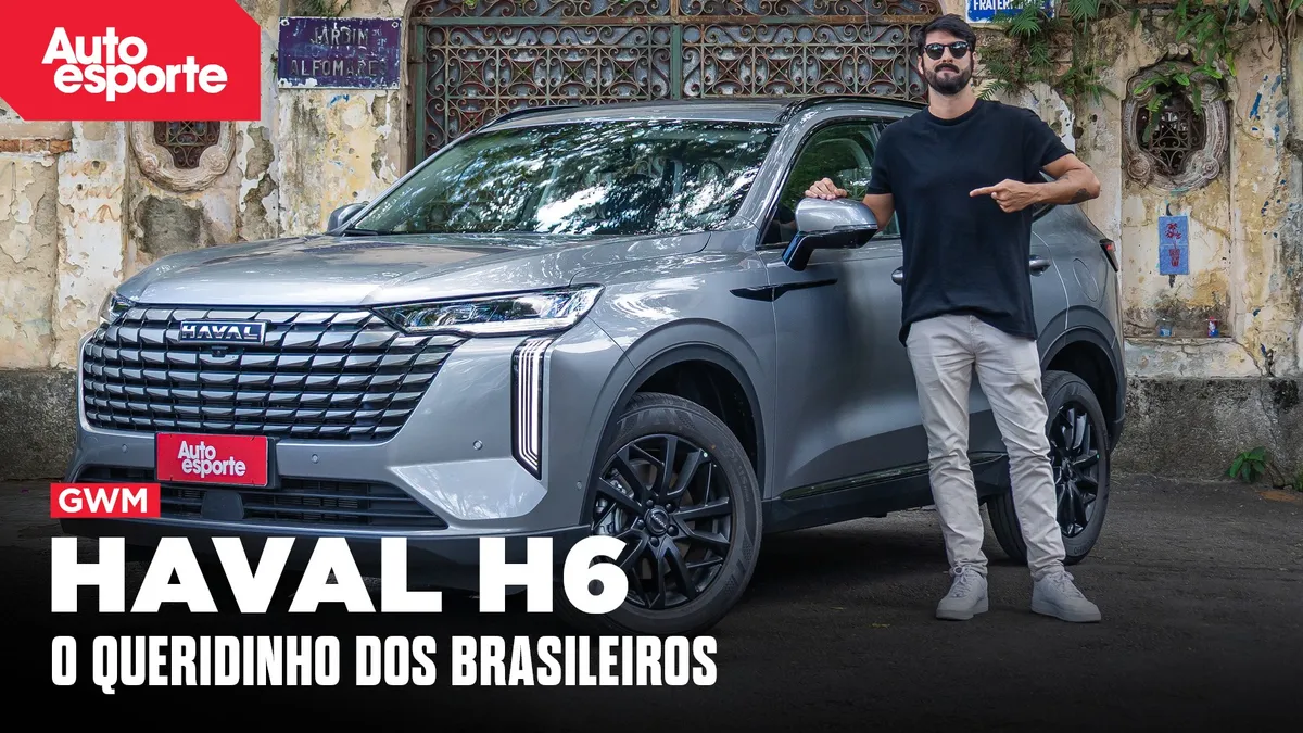 Frente do novo GWM Haval H6 2026 com destaque para a grade redesenhada e luzes de LED