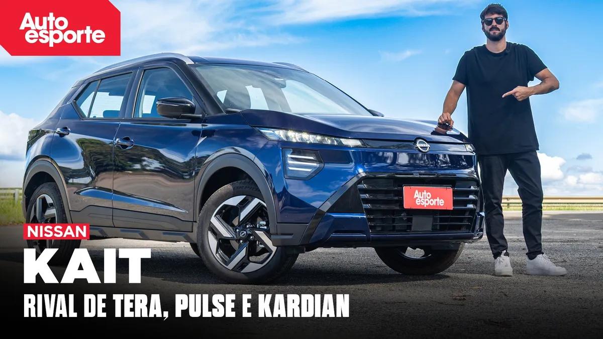 Nissan Kait Advance Plus em teste na pista mostrando detalhes da dianteira e rodas em movimento