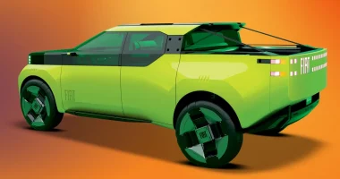 Conceito digital ilustrativo da nova geração da Fiat Strada em cenário europeu